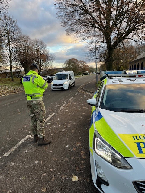 Royal Air Force Police carrying out speed checks on Station